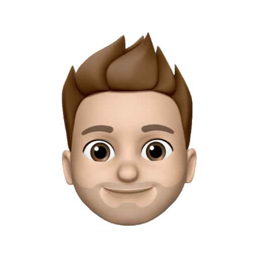 Apple memoji of David Sorkin. Short, spiked, brown hair; brown eyes; short, light beard.